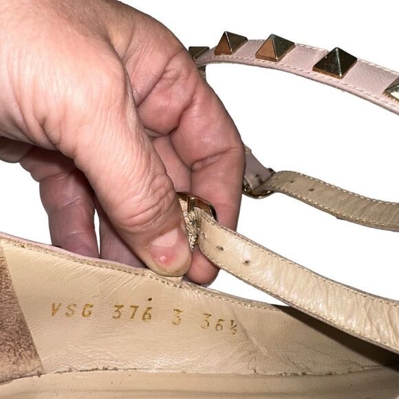 Valentino Garavani Rock Stud ankle wrap flats. Nude beige tan. Size 36 1/2 - Picture 7 of 16